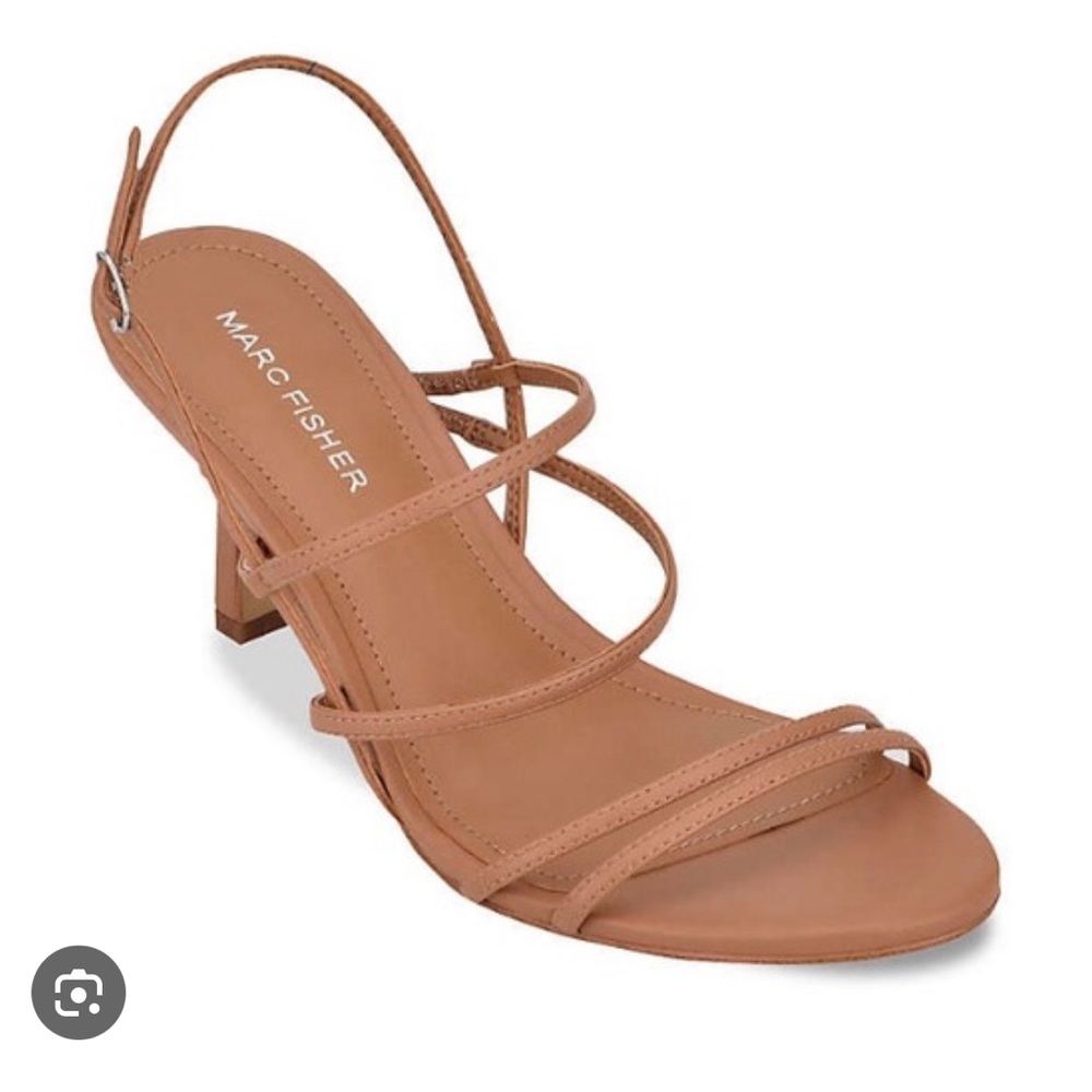 Marc Fisher Light Brown Strappy Low Block Heel Sandal
